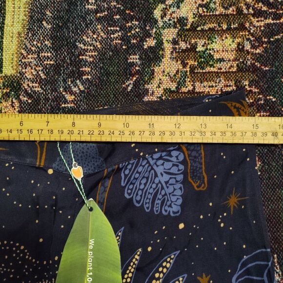 Farm Rio X Anthropologie Night Jungle Flare Pants Boho Flowy Silky SZ M - Picture 7 of 11